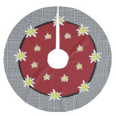 Edelweiss und Gingham Christmas Tree Skirt Polyester Weihnachtsbaumdecke (Vorderseite)