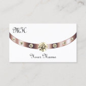 Edelweiß und Rose Gold mit Monogramm Luxus Visitenkarte (Vorderseite)