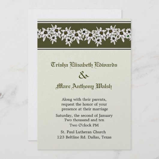 Edelweiss Wedding Einladung (Vorne/Hinten)
