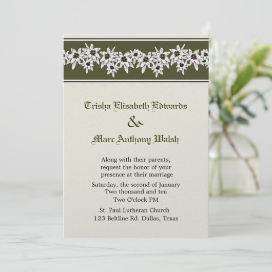 Edelweiss Wedding Einladung (Stehend Vorderseite)