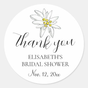 Edelweiß Wildblume Hübsche Hochzeitsdusche Danke  Runder Aufkleber
