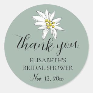 Edelweiß Wildblume Süße Bridal Shower Salbei Runder Aufkleber