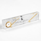 Edelweißes Marmorgold-Monogramm Namensplakette
