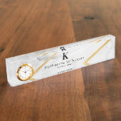 Edelweißes Marmorgold-Monogramm Namensplakette (Seite)