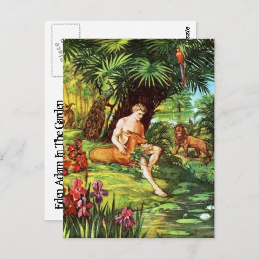 Eden Adam im Garten Postkarte (Vorne/Hinten)