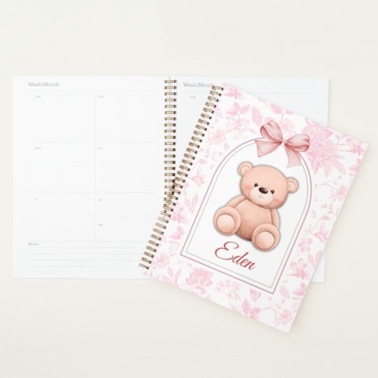 Eden | Benutzerdefiniertes rosa Teddy-Bär-Kinderzi Planer (Anzeige)
