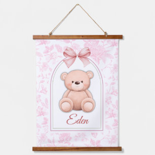 Eden Benutzerdefiniertes rosa Teddy-Bär-Kinderzi Wandteppich Mit Holzrahmen
