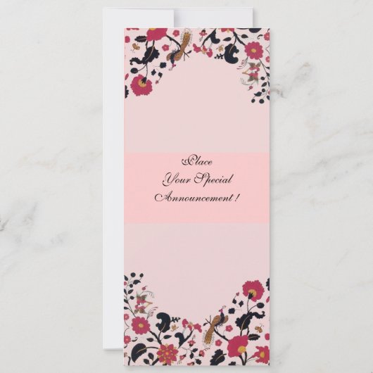 EDEN Blume und Vögel Schwarz Rosa Blüten Ankündigung (Rückseite)