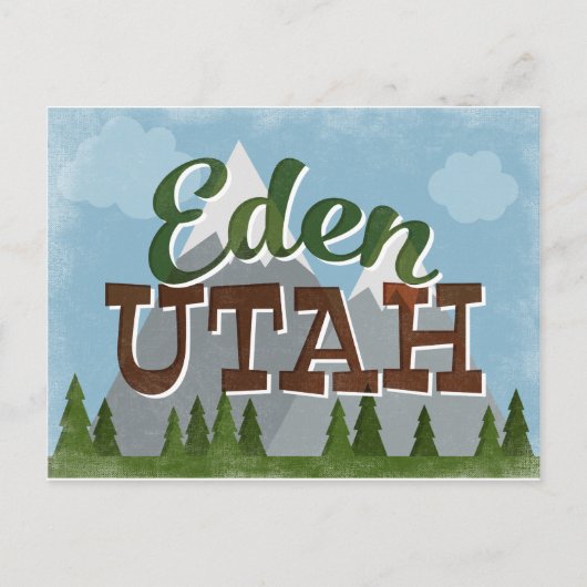 Eden Utah Fun Retro Snowy Mountains Postkarte (Vorderseite)