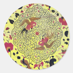 EDEN/ WEDEDEN LIEBE VÖGEL, PEACOCK UND ROTE ROSEN RUNDER AUFKLEBER