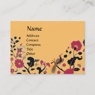 EDEN, WHIMSICAL GARDEN, BIRRDS Black Red Peach Flo Visitenkarte