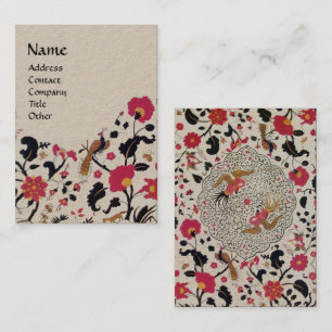EDEN, WHIMSICAL GARDEN Red Black Floral Kraft Pape Visitenkarte
