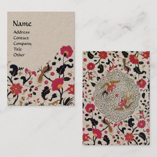 EDEN, WHIMSICAL GARDEN Red Black Floral Kraft Pape Visitenkarte (Vorne/Hinten)