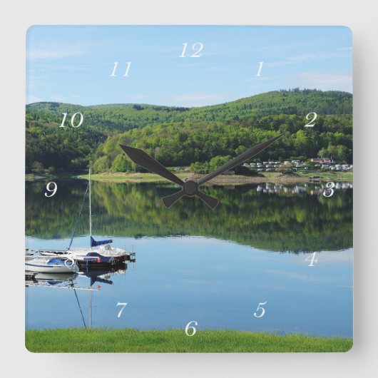 Edersee Bucht bei Scheid Quadratische Wanduhr (Vorderseite)