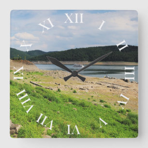 Edersee Dorfstelle von Berich Quadratische Wanduhr