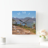 Edersee mit Schloss Waldeck Quadratische Wanduhr (Zuhause)