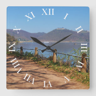Edersee mit Schloss Waldeck Quadratische Wanduhr