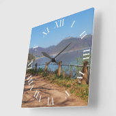 Edersee mit Schloss Waldeck Quadratische Wanduhr (Winkel)