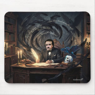 Edgar A. Poe komponiert The Raven in gotischen Trä Mousepad