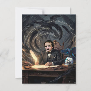 Edgar A. Poe komponiert The Raven in gotischen Trä RSVP Karte