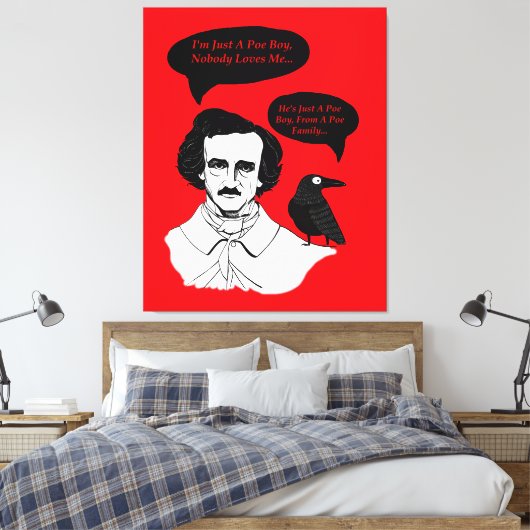 Edgar Allan Poe Boy und Raven Leinwanddruck (Insitu (Schlafzimmer))