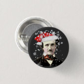 Edgar Allan Poe Christmas Hat Snowflake Button (Vorne & Hinten)