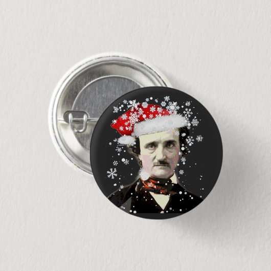 Edgar Allan Poe Christmas Hat Snowflake Button (Vorne & Hinten)