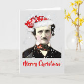 Edgar Allan Poe Christmas Hat Snowflake Karte (Gelbe Blume)