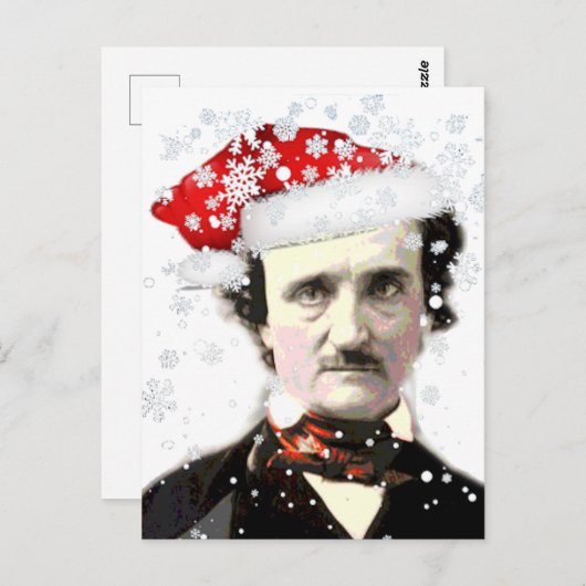 Edgar Allan Poe Christmas Hat Snowflake Postkarte (Vorne/Hinten)