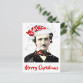 Edgar Allan Poe Christmas Hat Snowflake Postkarte (Stehend Vorderseite)