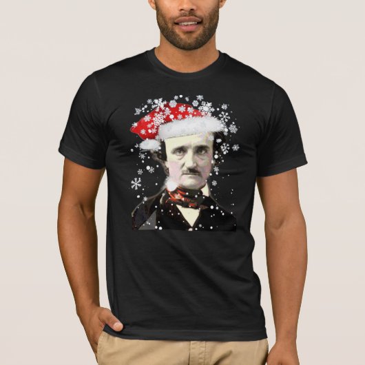 Edgar Allan Poe Christmas Hat Snowflake T-Shirt (Vorderseite)