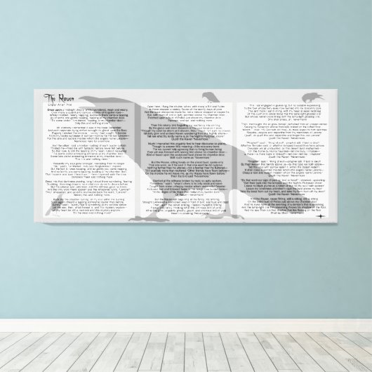 Edgar Allan Poe Das Raven-ganze Gedicht Leinwanddruck (Insitu (Holzboden))