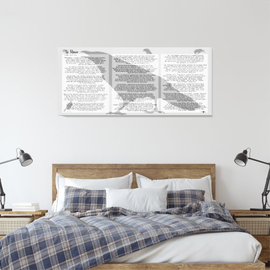 Edgar Allan Poe Das Raven-ganze Gedicht Leinwanddruck (Insitu (Schlafzimmer))