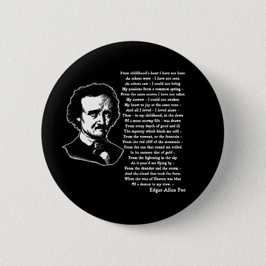 Edgar Allan Poe-Gedicht ALLEIN Button (Vorderseite)