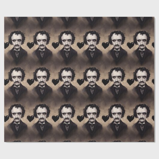 Edgar Allan Poe Goth Valentine's Day Wrappin Paper Geschenkpapier (Flach)