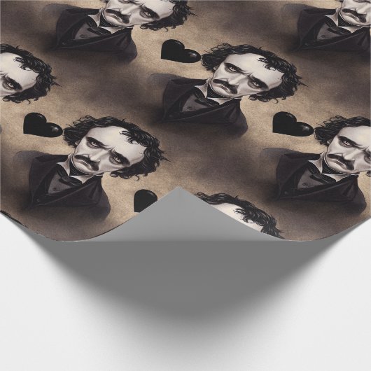 Edgar Allan Poe Goth Valentine's Day Wrappin Paper Geschenkpapier (Ecke)