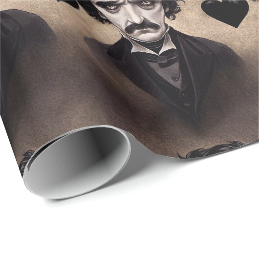 Edgar Allan Poe Goth Valentine's Day Wrappin Paper Geschenkpapier (Rolleneckpunkt)