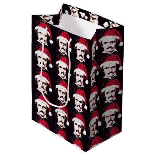Edgar Allan Poe Goth Weihnachtsgeschenk-Tasche Mittlere Geschenktüte (Vorderseite Schrägansicht)