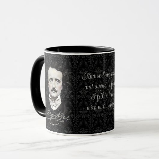 Edgar Allan Poe Gothic Halloween-Zeichensatz Tasse (Vorderseite Links)