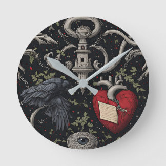 Edgar Allan Poe Gothic Inspiriert Runde Wanduhr