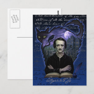 Edgar Allan Poe Gothic Raven Postkarte