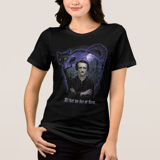 Edgar Allan Poe Gothic Womens T-Shirt - Raven & Ca Tri-Blend Shirt (Vorderseite)