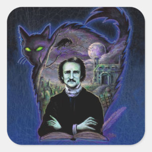 Edgar Allan Poe gotisch Quadratischer Aufkleber