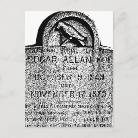 Edgar Allan Poe Grabstein. graue Halloween-Bilder Postkarte (Vorderseite)