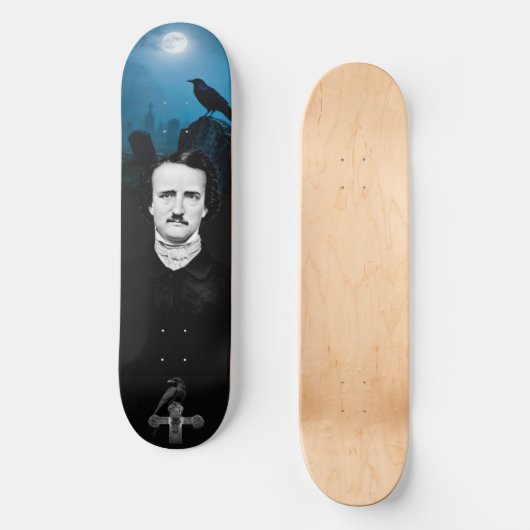 Edgar Allan Poe Graveyard Ravens Gothic Skateboard (Vorderseite)