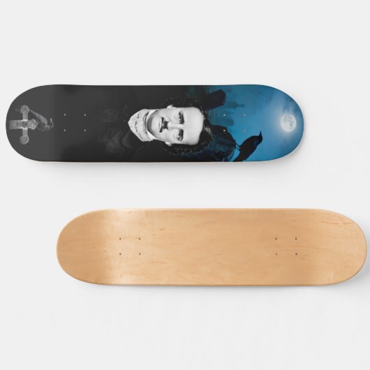 Edgar Allan Poe Graveyard Ravens Gothic Skateboard (Horizontal)