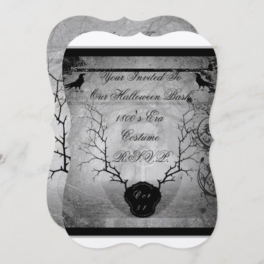 Edgar Allan Poe Halloween-Party Einladung (Vorne/Hinten)