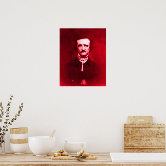 Edgar Allan Poe in Red Poster (Küche)