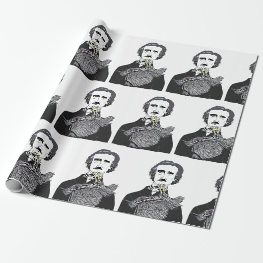 Edgar Allan Poe mit einem Raben auf seinem Chin Geschenkpapier (Ungerollt)