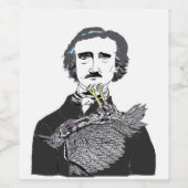 Edgar Allan Poe mit einem Raven auf seinem Chin Weinetikett (Einzelnes Label)